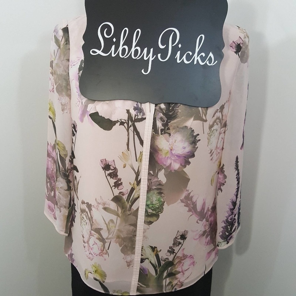 Ted Baker London floral blouse pink gray purple